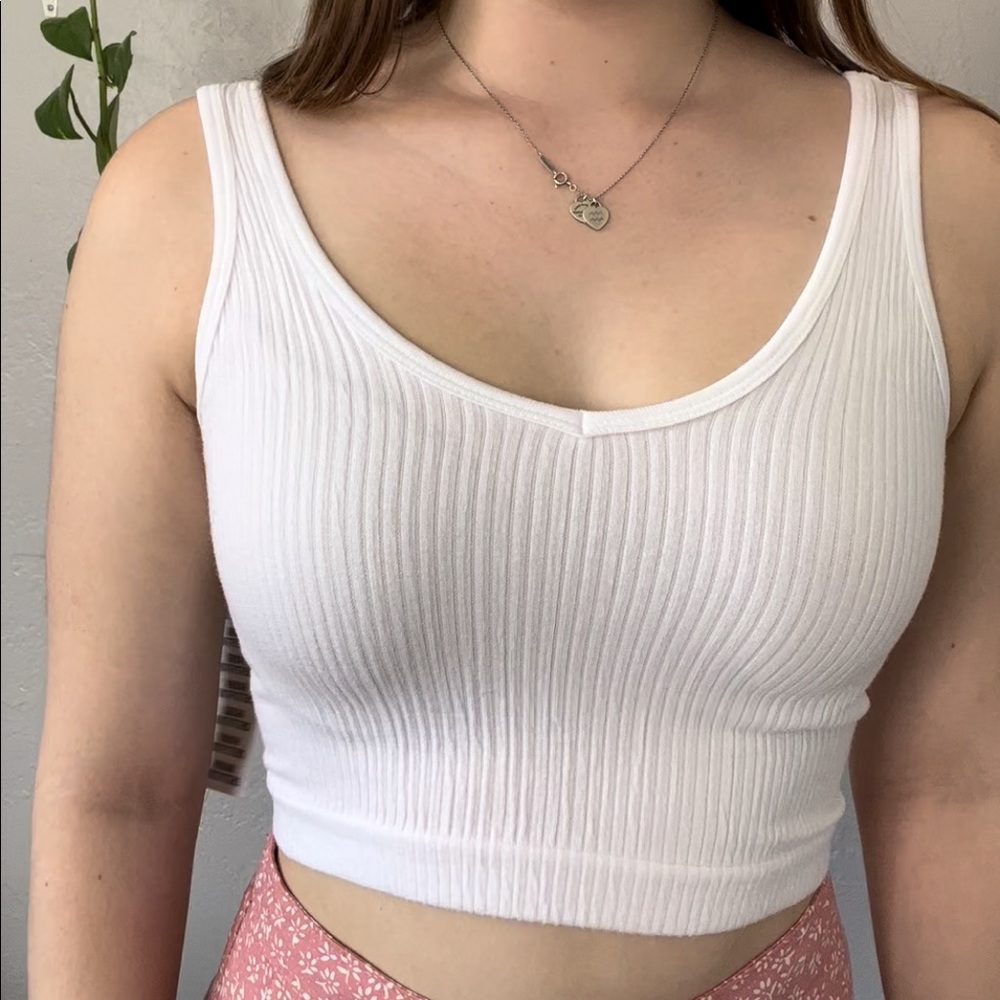 NWT Urban Outfitters Classic Ribbed Crop Tank Top White